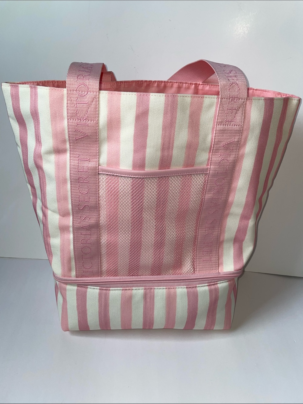 NWT Victoria’s Secret Striped Pink Insulated Lunch Tote/Bag.